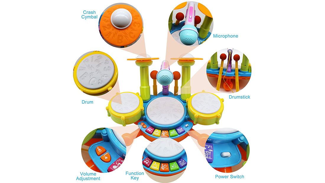 eco friendly ABS plastic material new toys drum sets for sale by music gift supplier