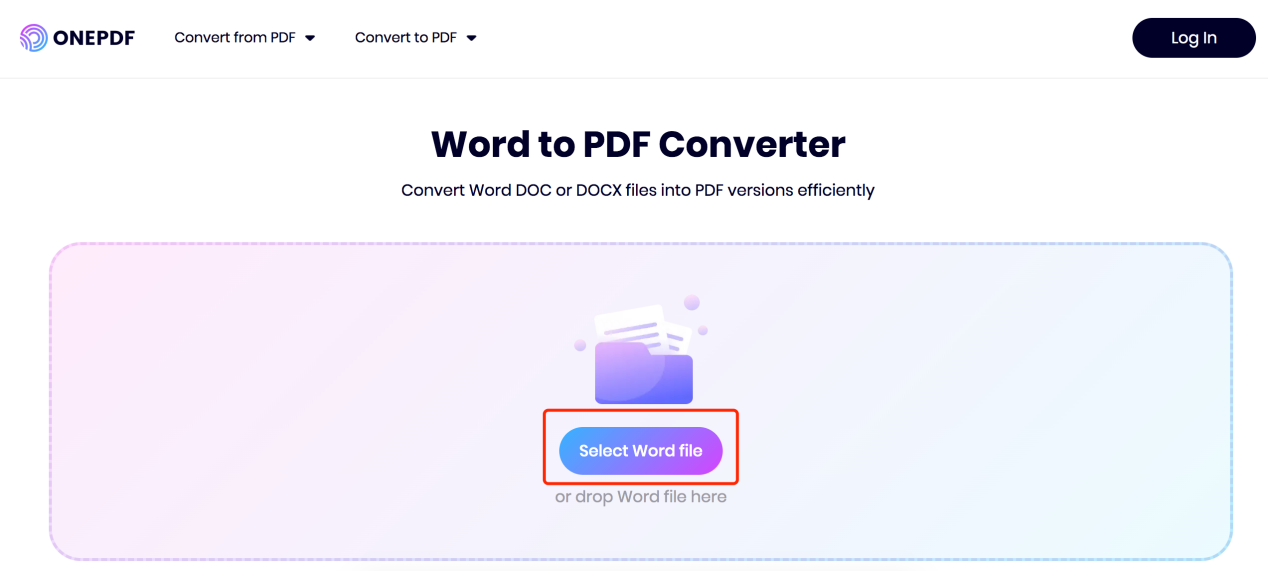 Upload Word File to ONEPDF