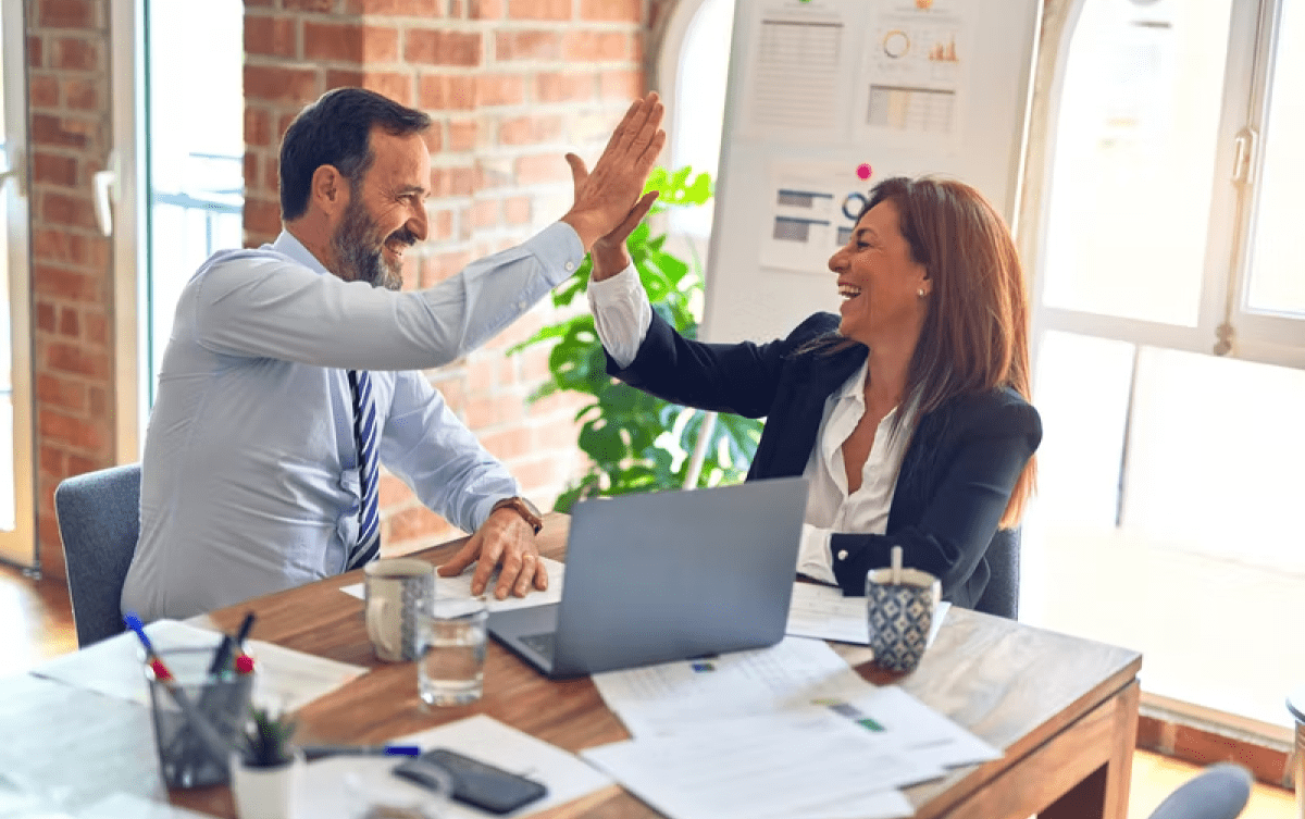 Professionals celebrating success