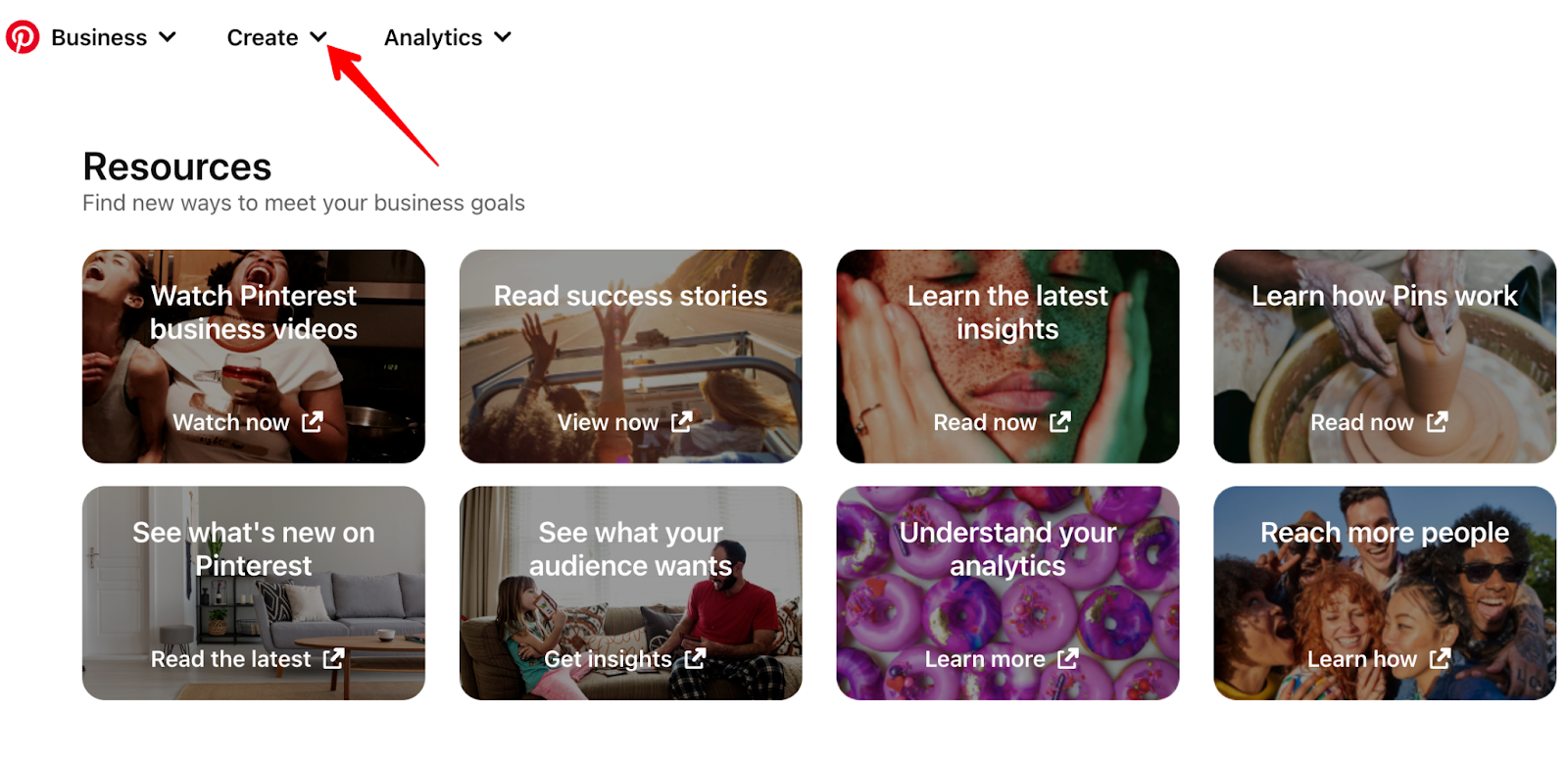 Screenshot of showing where to go to Create Pins in your Pinterest dashboard