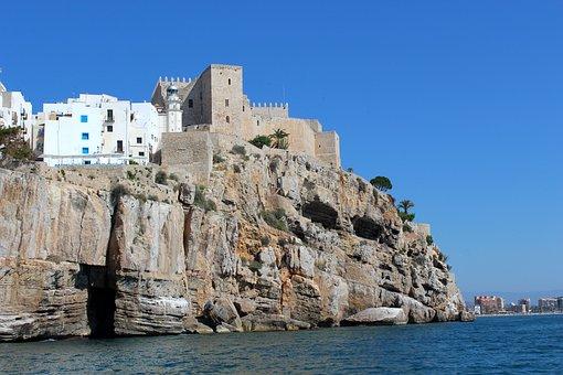 Castle, City, Sea, Peniscola, Castellón