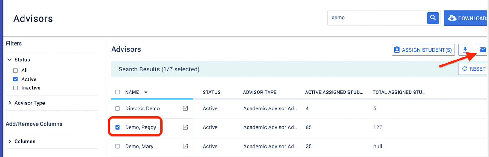 Communicate with multiple advisors via the advisor page.