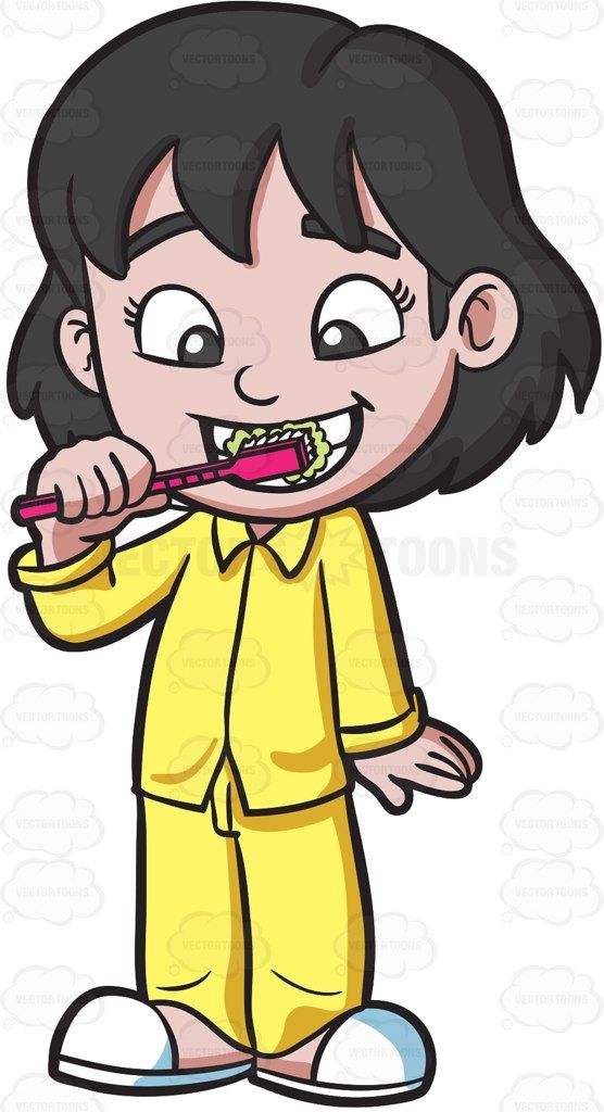 Image result for girl brushing teeth clipart short hair