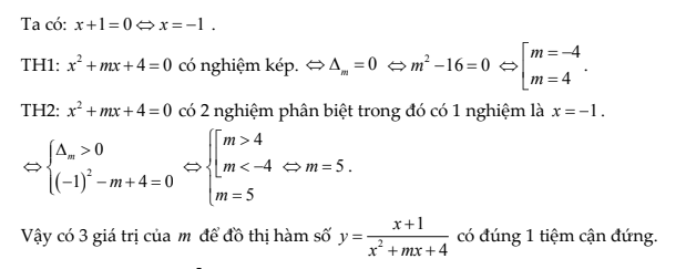 Ví dụ 2 vận dụng cao hàm số - xác định đường tiệm cận của hàm số - giải
