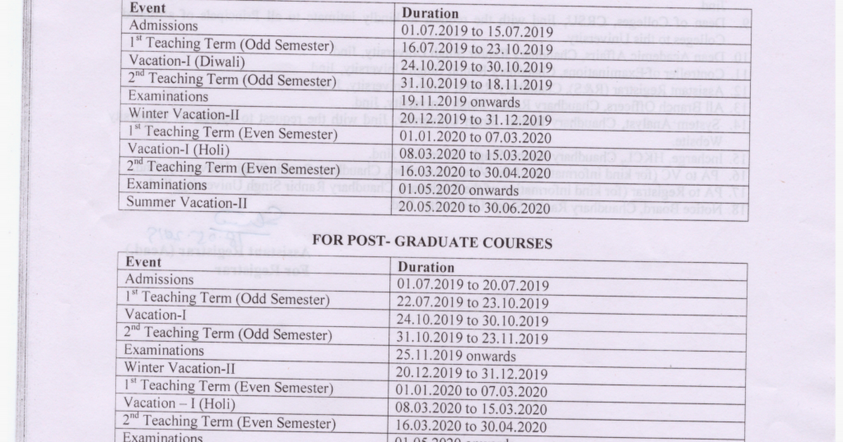Academic Calendar 2019 20 For Ug Pg Pdf Google Drive