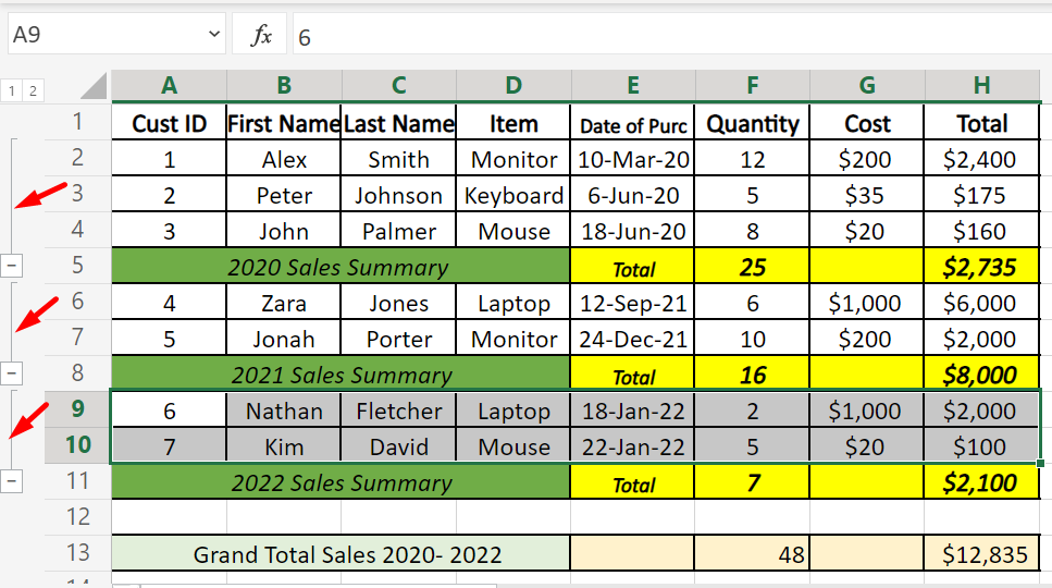 How to Use the Excel Collapse Rows Feature? — 4 Easy Steps