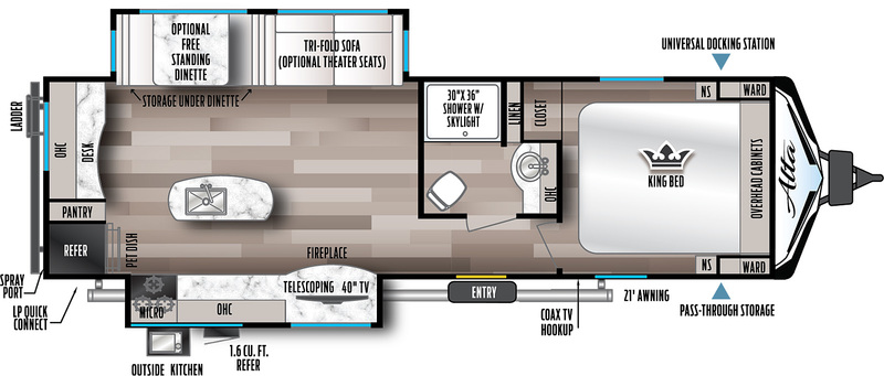 Best Travel Trailers with Office Space East to West Alta 2810KIK Floorplan