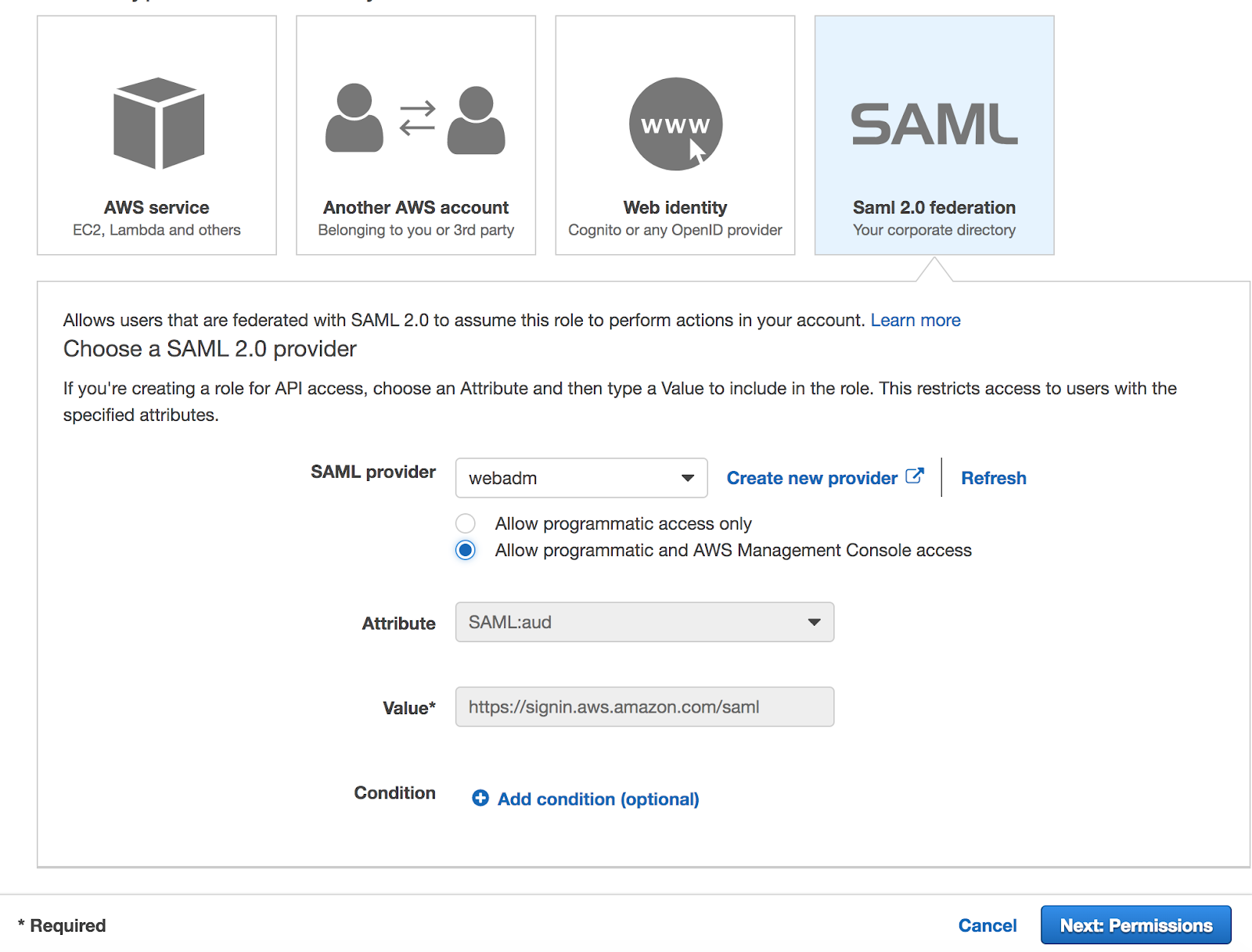 Authentification SAML sur AWS