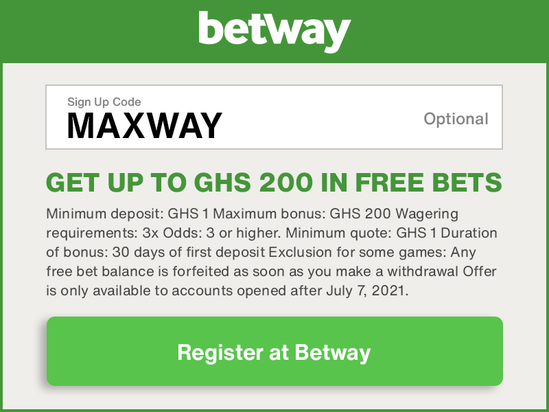 Use Betway sign-up code MAXWAY and get 50% first deposit bonus