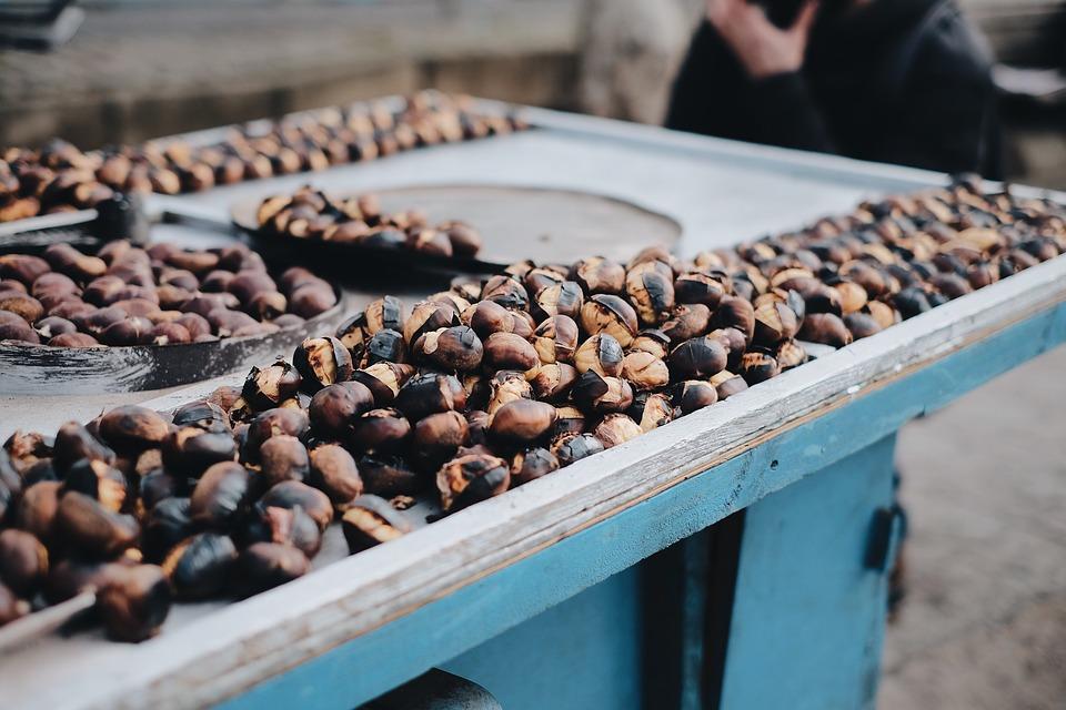 peanuts on a wooden table