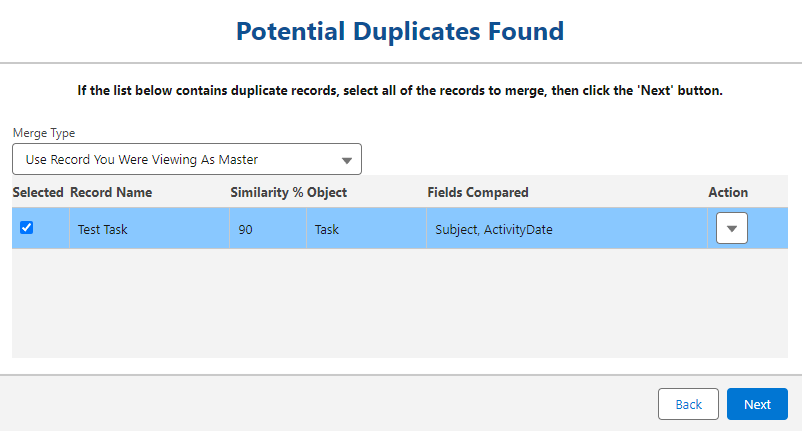 Detecting duplicate Activities