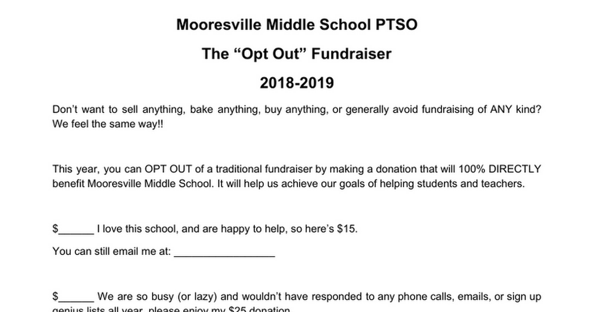 MMS PTSO Opt Out Fundraiser