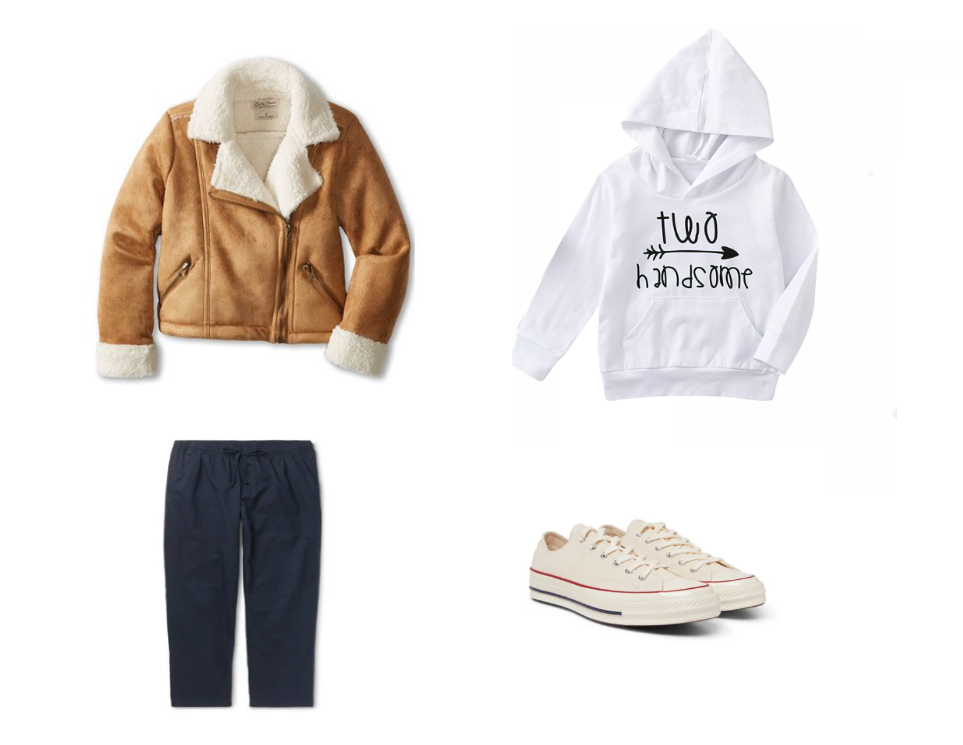 Shearling Jacket + Hoodie + chinos + shoes