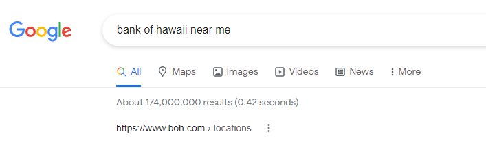 Bank of Hawaii near me google search