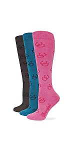 Wrangler Women's Ladies Rayon Horseshoe Boot Socks 3 Pair Pack