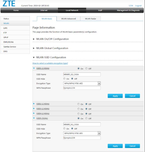 Configuración router ZTE H367A