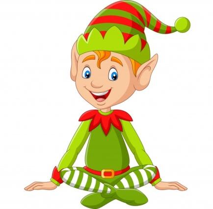 Dibujos animados feliz navidad duende sentado | Vector Premium