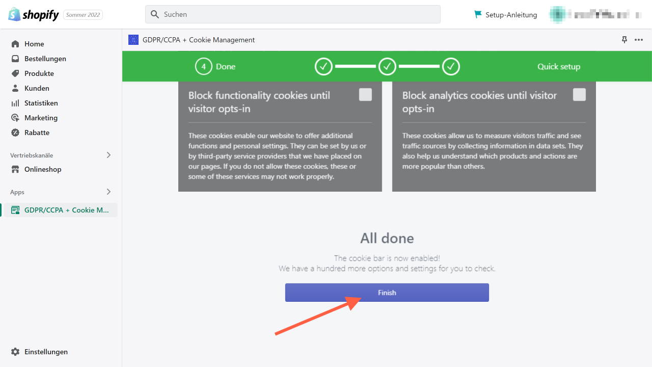 Shopify DSGVO und Cookie Banner einrichten Schritt 7