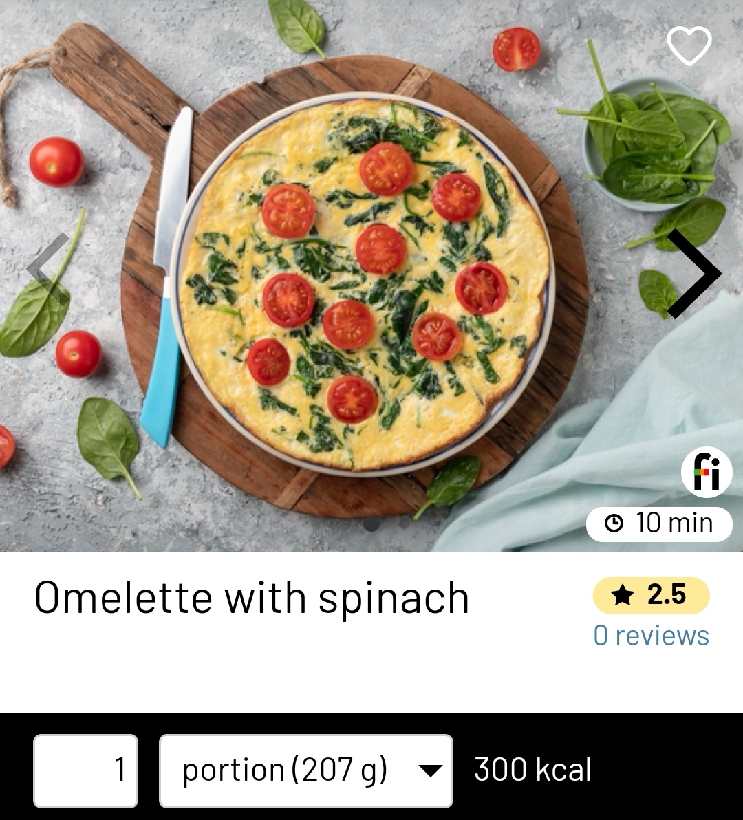 Omelette with spinach fitatu