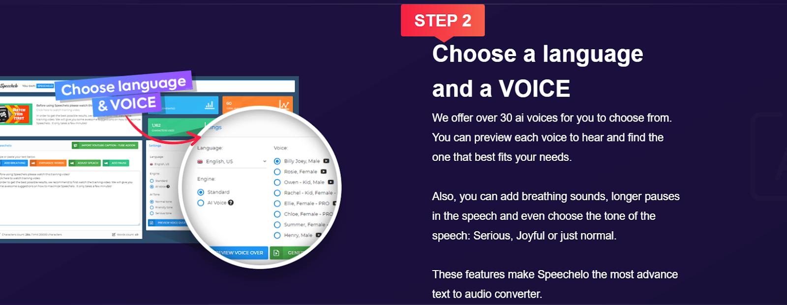 Step 2: Choose A Language And A Voice