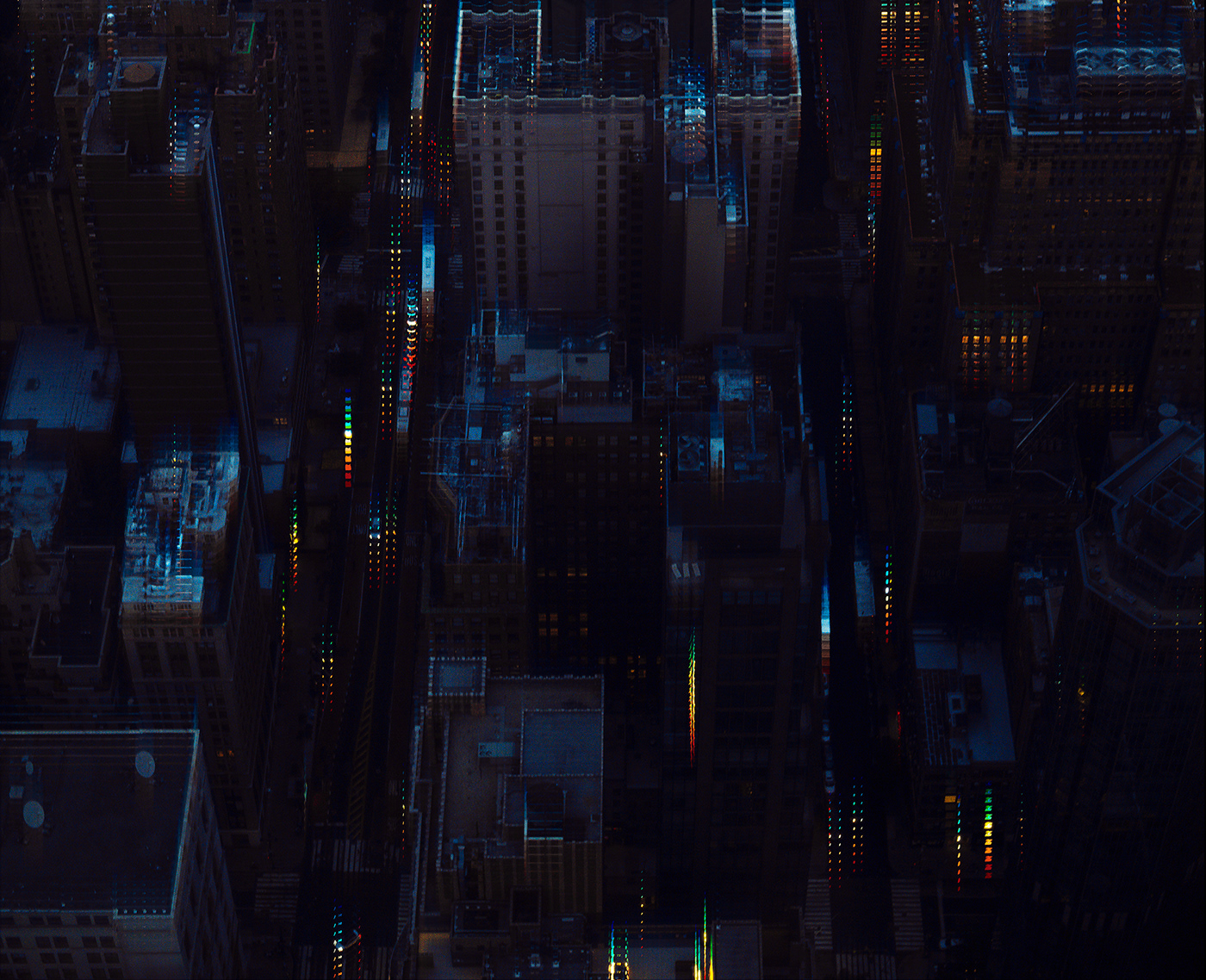 3d illustration digital art futuristic Glitch lights Manhattan New York night NY skyscraper video game