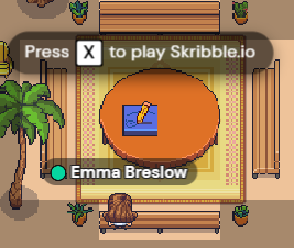An image of an avatar playing a game in Gather.