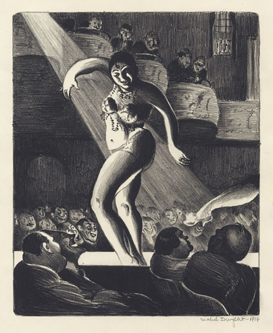 Mabel Dwight Houston Street Burlesque, 1928 Lithograph Image: 9 3/4 × 7 15/16 inches (24.8 × 20.2 cm) Paper: 16 × 11 1/2 inches (40.6 × 29.2 cm) Edition of 50