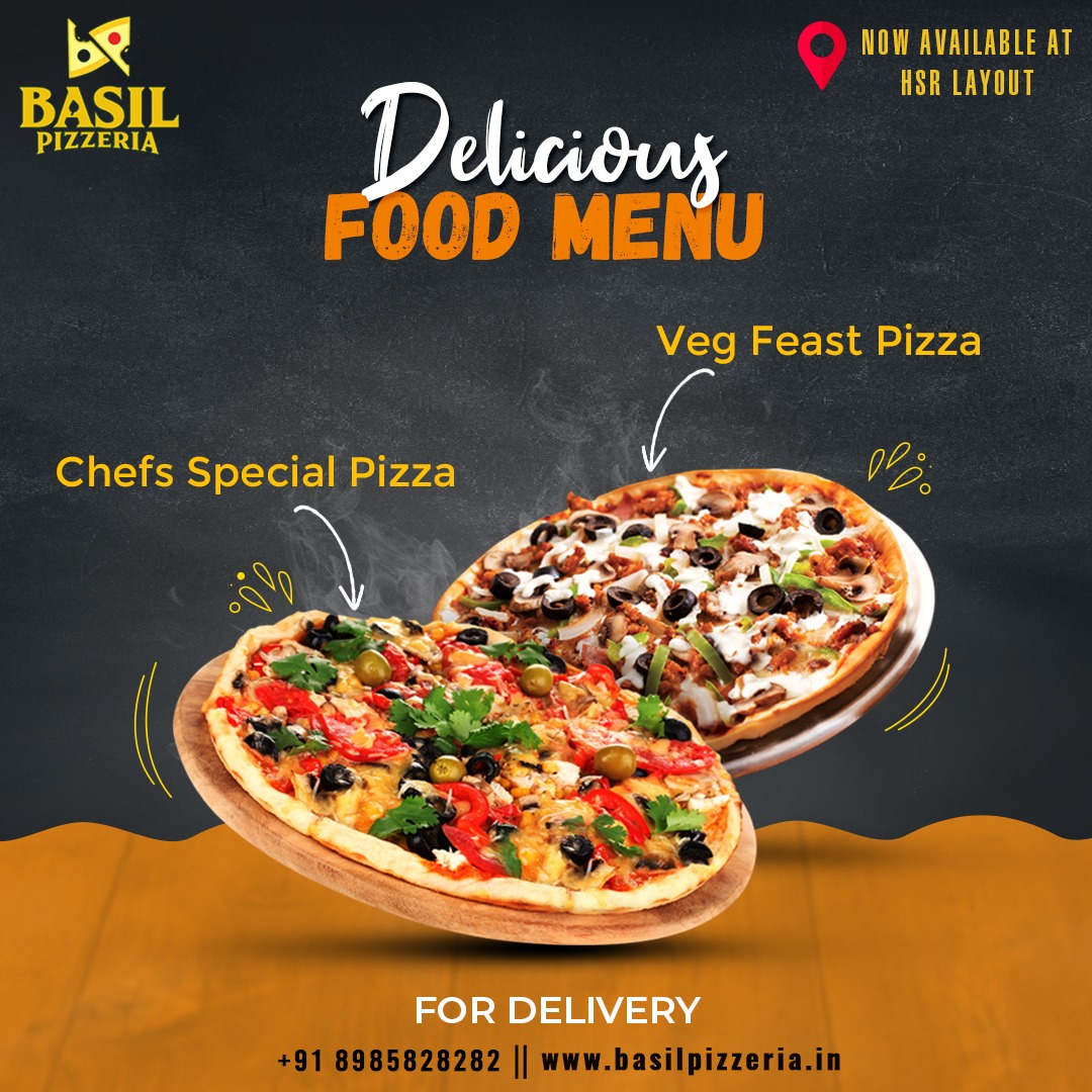 Basil Pizzeria Offers an amazing Pizzas in HSR Layout with delicious range of pizzas and toppings.Go for the amazing pizzas by Basil Pizzeria Bangalore.