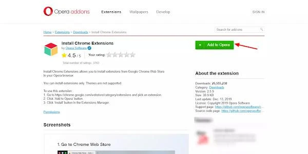 install chrome extensions to opera gx addon