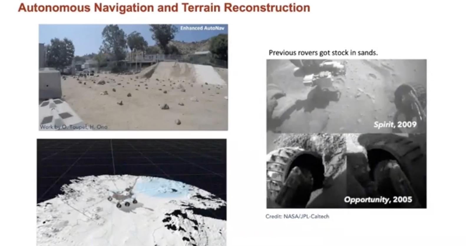 Autonomous navigation and terrain reconstruction 