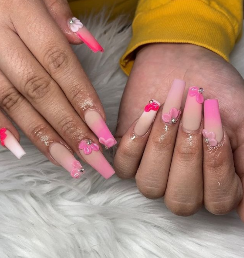 Mini Rose Ombre Nail Designs