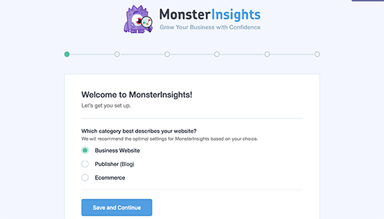 Мастер установки MonsterInsights