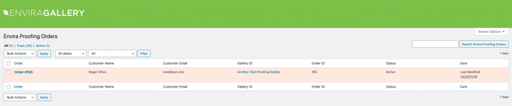 Envira Proofing Orders Order Statuses