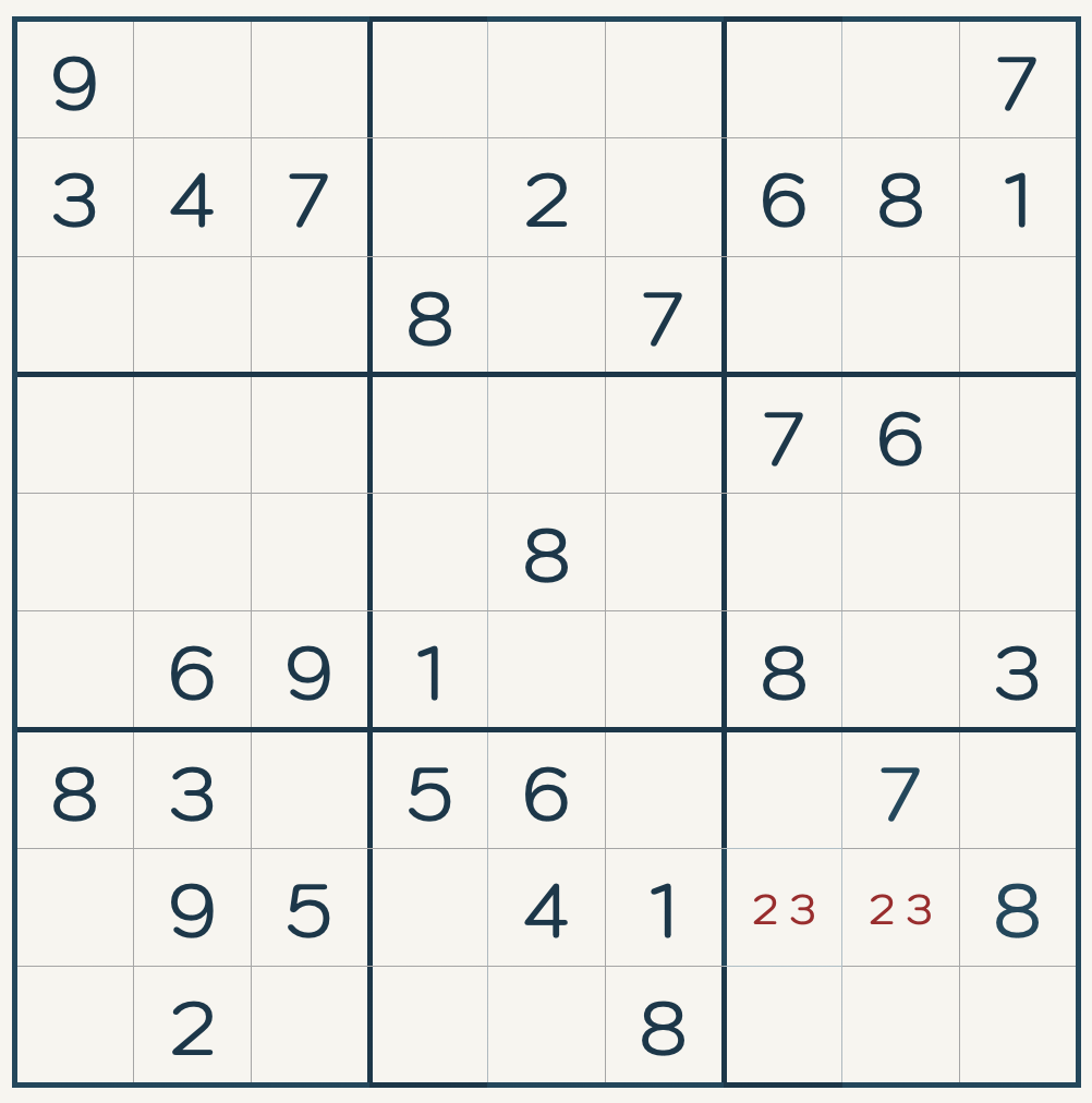sudoku tip - look for naked pairs
