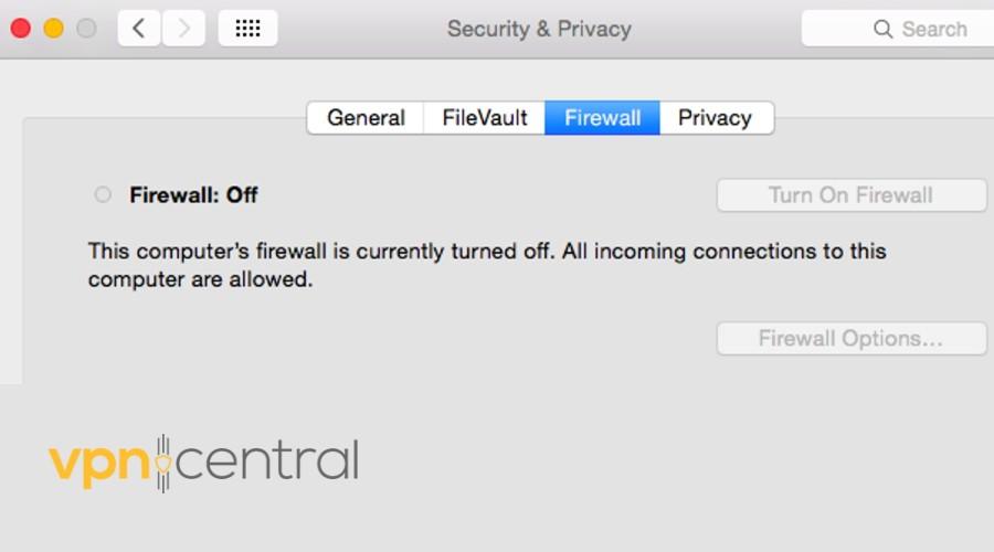 macos firewall off