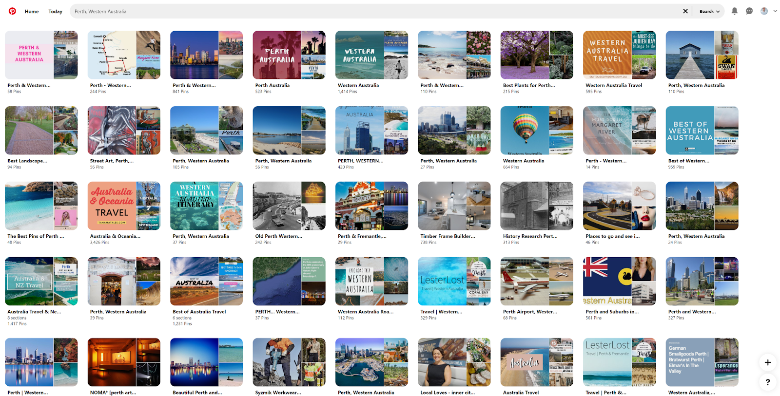 Pinterest Board for Perth, Western Australia