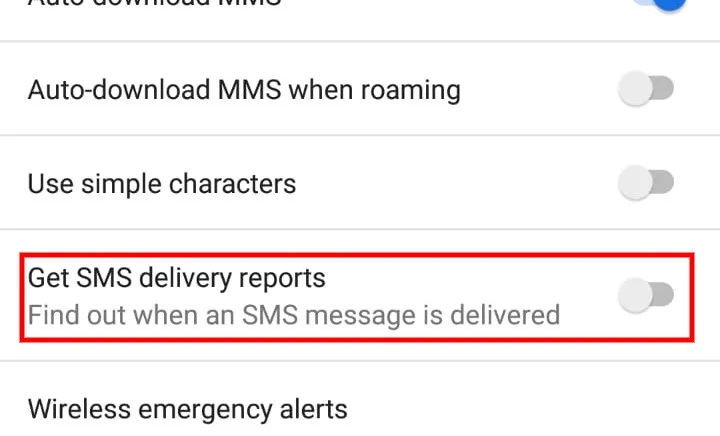 get SMS delivery reports option