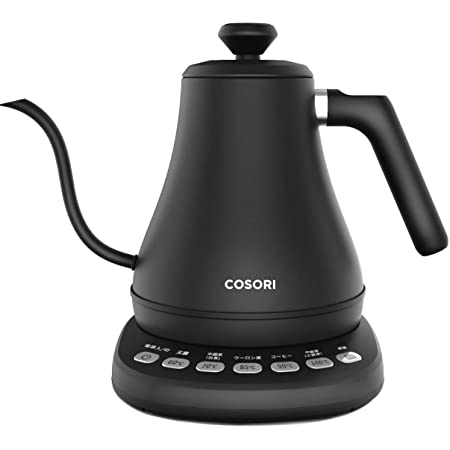 電気ケトル コーヒー[COSORI]0.8L[メーカー保証2年](五段階温度調節付/保温機能/自動電源オフ/空焚き防止機能/PSE認証済み )ドリップケトル ギフト 電気ケトル おしゃれ 小型 CO108-NK ブラック