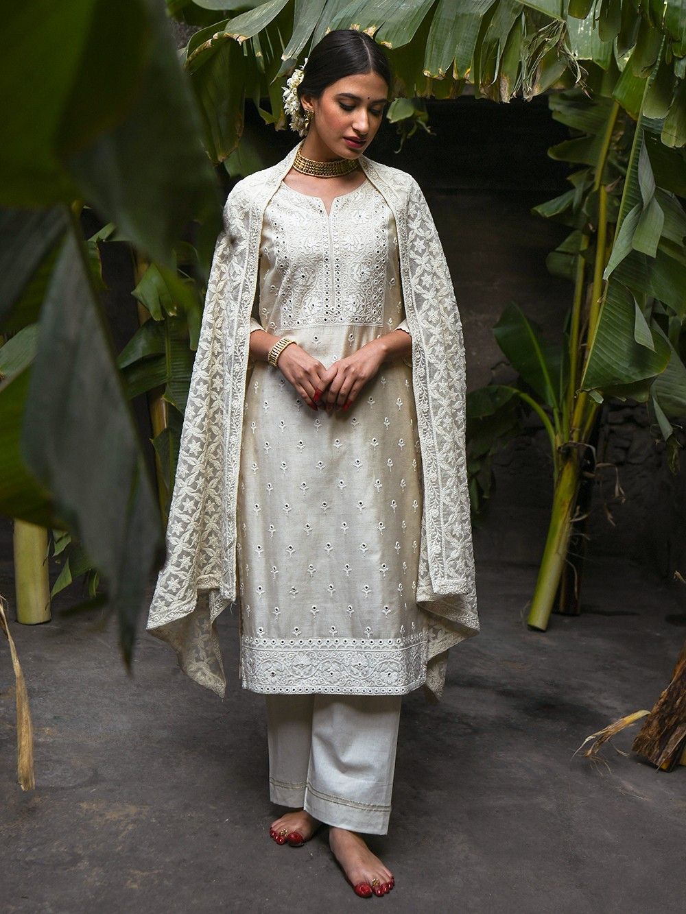 the loom - Off White Chanderi Kurta