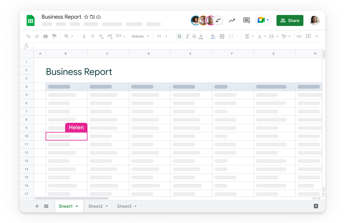 google sheets business report