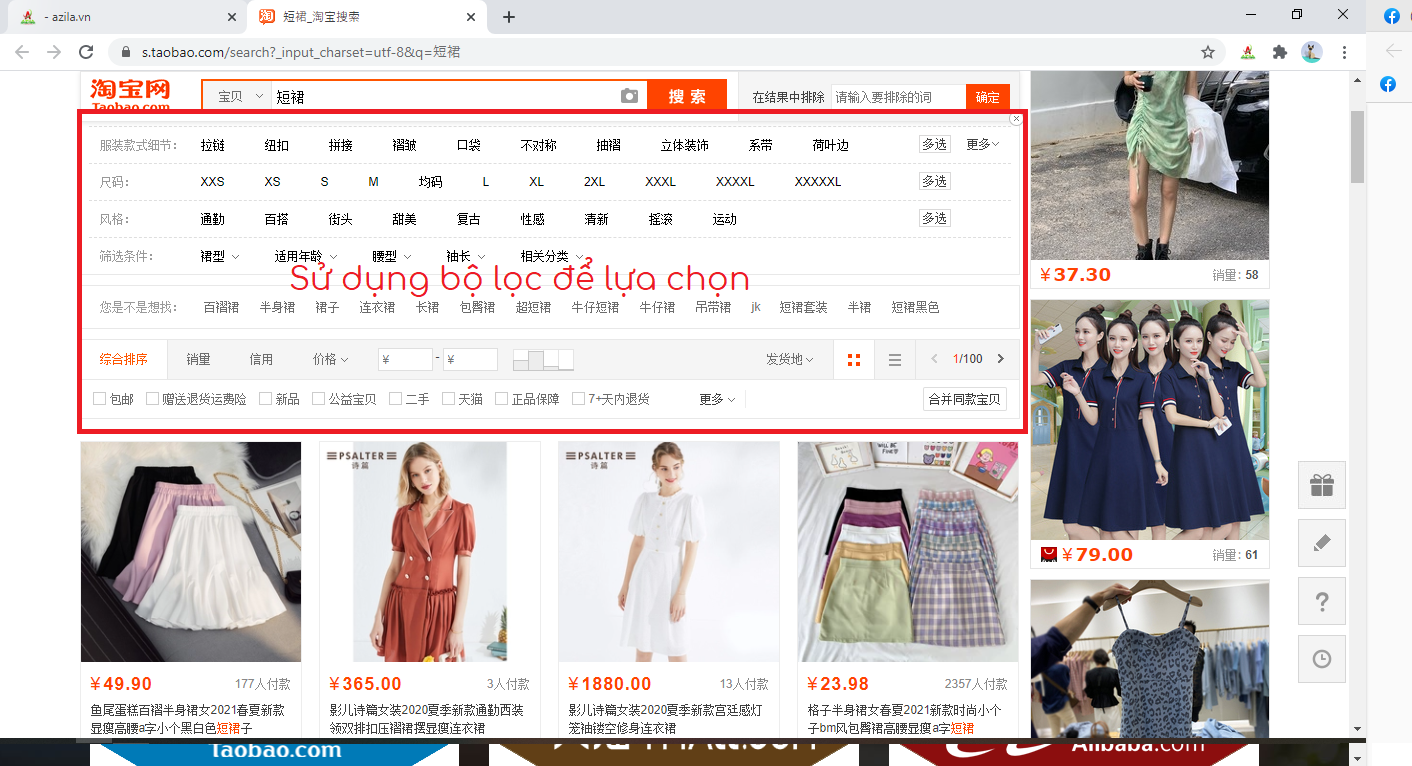 hướng dẫn tìm hàng trên taobao