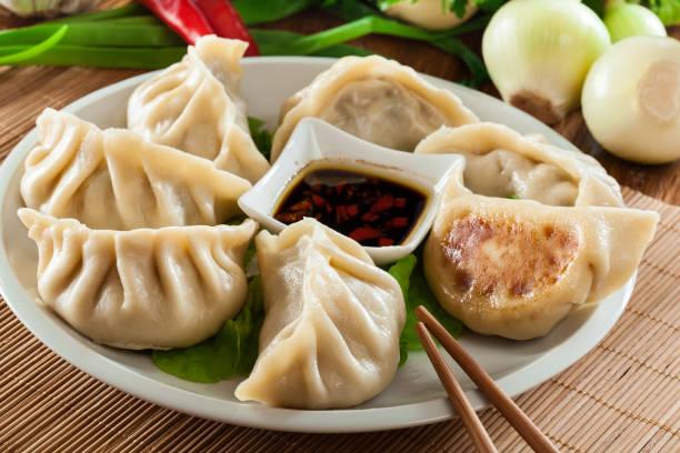Japanese Dumplings Gyoza With Pork Meat And Vegetables Stock Photo -  Download Image Now - iStock