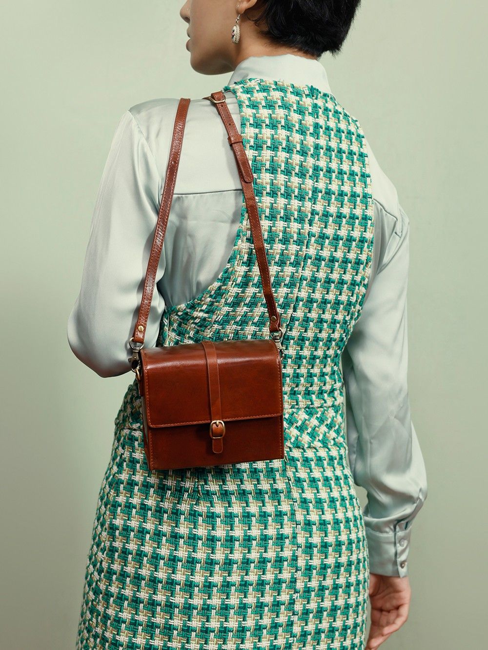 the loom - Dark Brown Leather Sling Bag