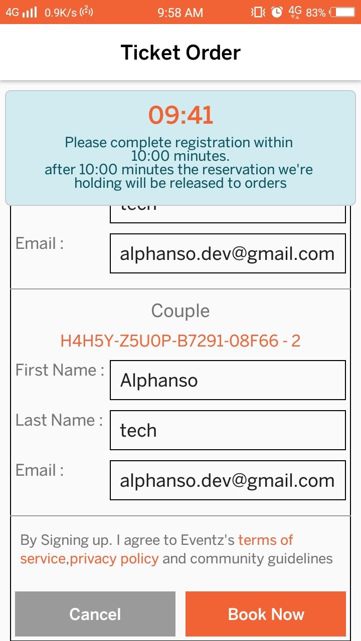 Booking details