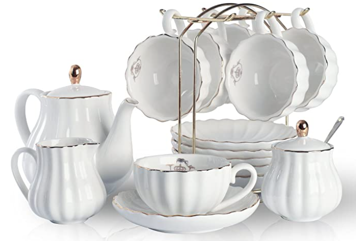 simple white porcelain tea set