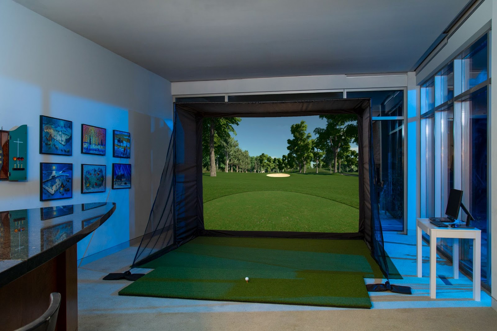 Unfinished basement ideas - include a Golf simulator