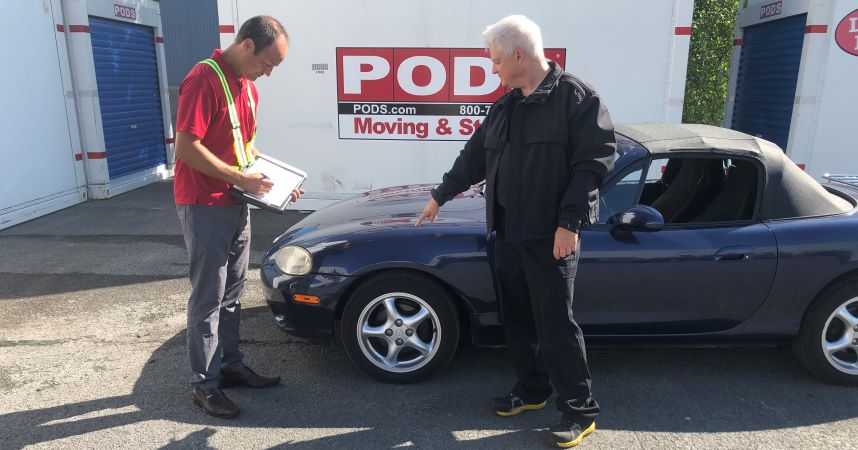 Customer brings Porsche to store for winter at PODS