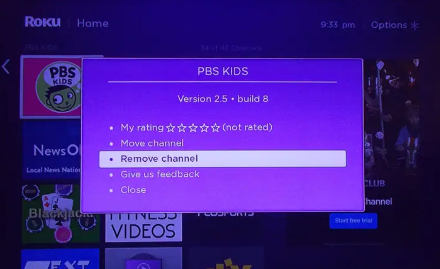 Uninstalling channel from Roku