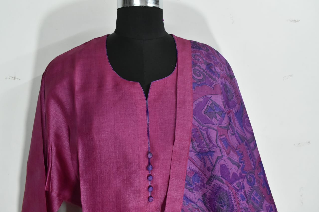 pure silk tassar semistich kurta