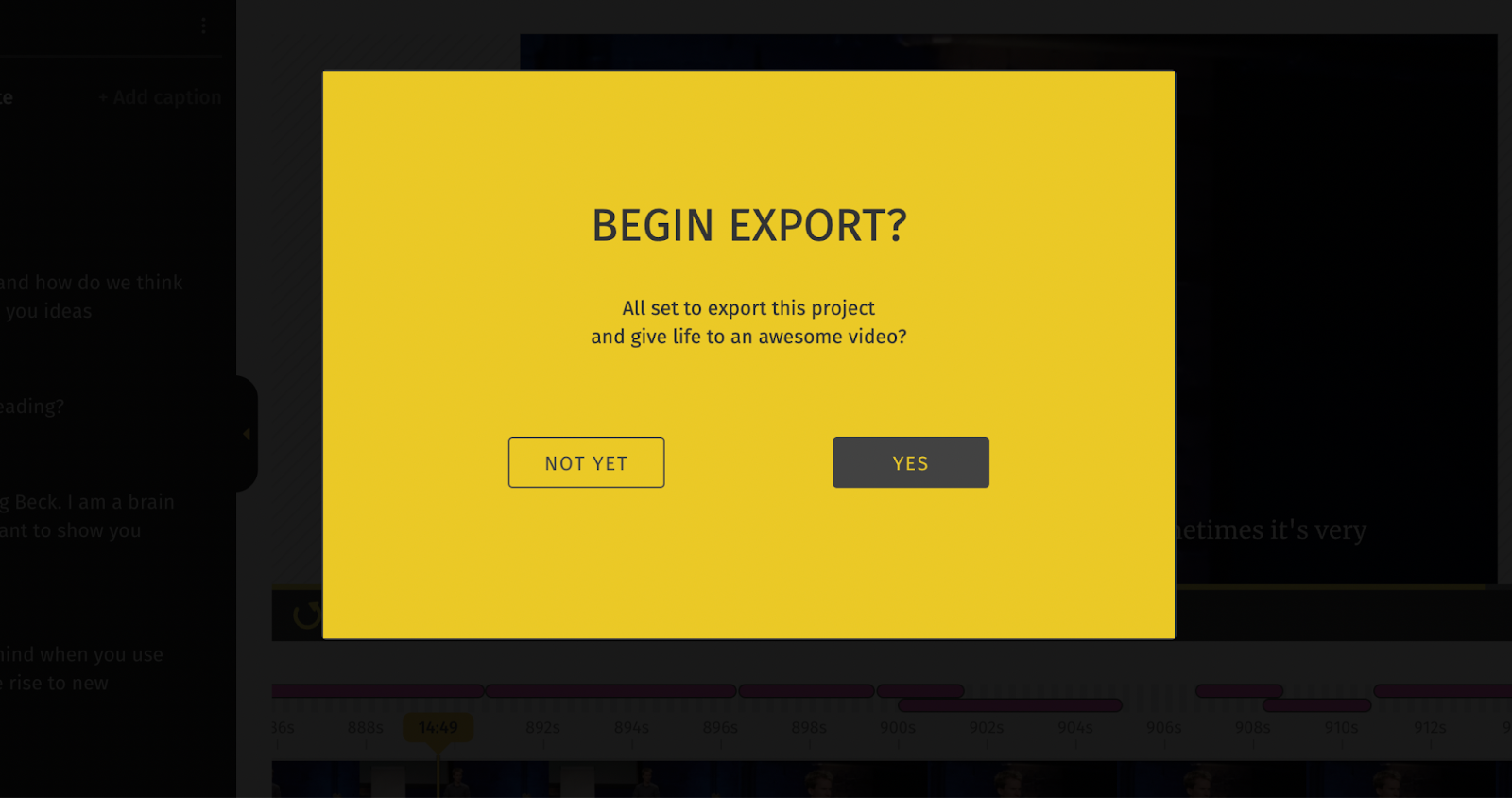 Click Yes to begin your export process.